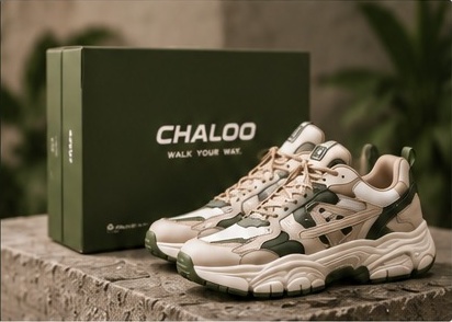 CHALOO sneaker and signature olive shoe box