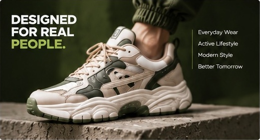 Designed for real people. Everyday wear, active lifestyle, modern style, better tomorrow.